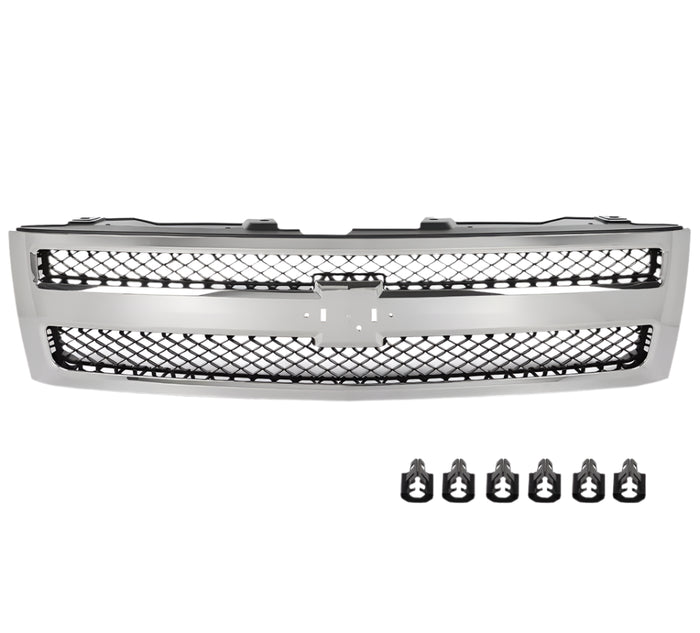 2007-2013 Chevrolet Silverado 1500 Chrome Front Grille Shell W/ Black Insert