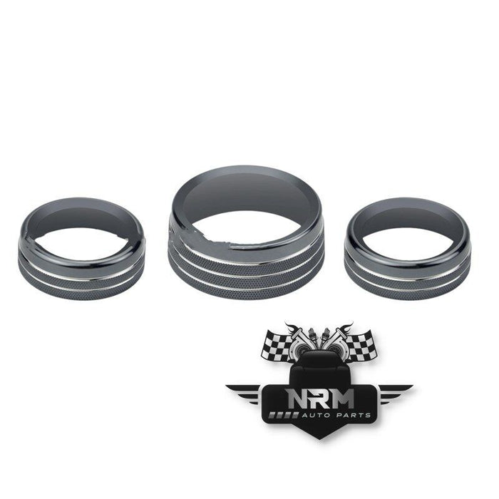 2015-2020 Chrysler 300 AC Radio Switch Trim Ring Knob Cover Black 3Pcs