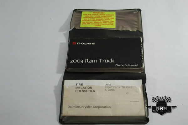03 Dodge Ram Truck 1500 Gas Owners Manual User Guide w/ Case