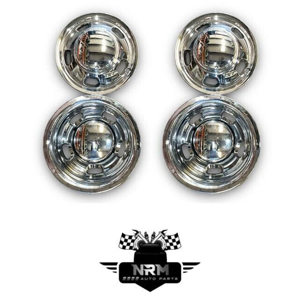 2003-2018 Dodge Ram 3500 Wheel Center Hub Caps & Simulator Set 8 Piece Chrome