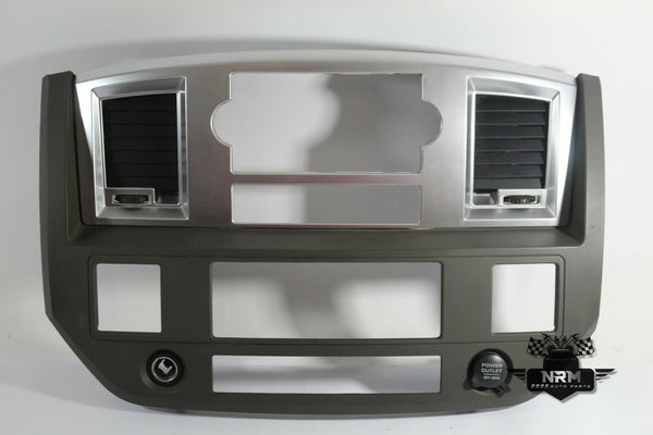 06 07 08 Dodge Ram 1500 2500 3500 Center Dash Radio Panel Trim Bezel Silver Grey